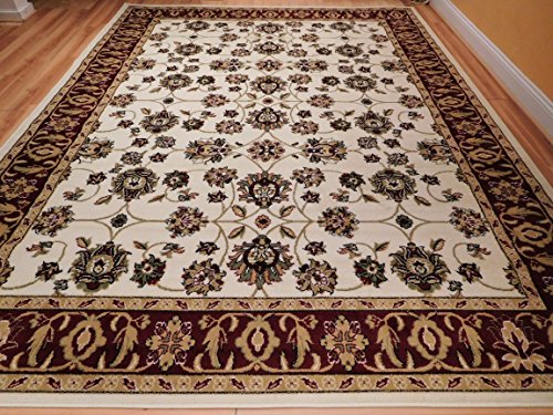New Traditional Area Rug 2×3 Cream Foyer Rugs 2×4 Persian All-Over Style Bathroom Carpet Washable Rugs, 2×3 Ivory Scatter Rug