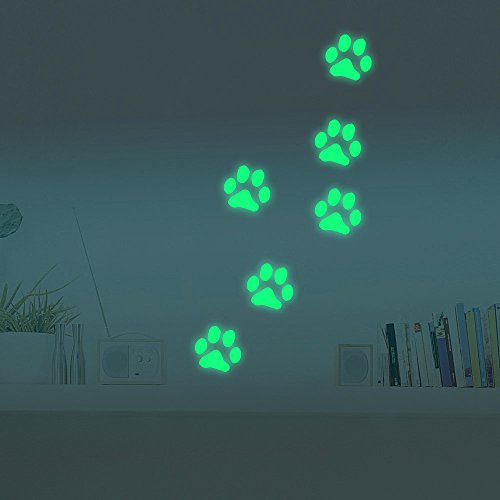 Marsway Cute Paw Print Night Luminous Removable Kids Room Wall Decal Glow in The Dark Decorative Sticker
