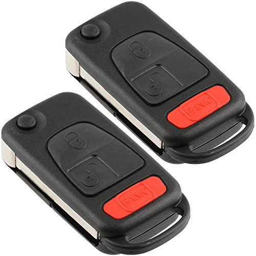 Discount Keyless Entry Remote Uncut Car Key Fob Case Flip Shell Cover Button Pad (2 Pack)
