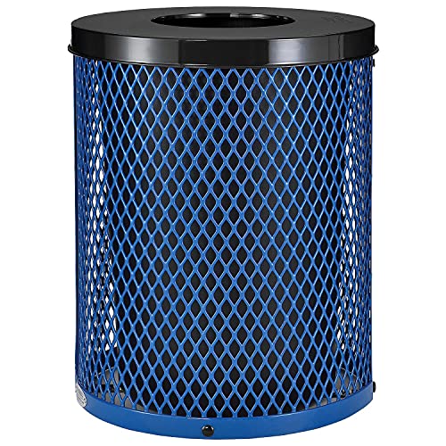 Global Industrial Thermoplastic Coated Mesh Receptacle w/Flat Lid, 36 Gallon, Blue