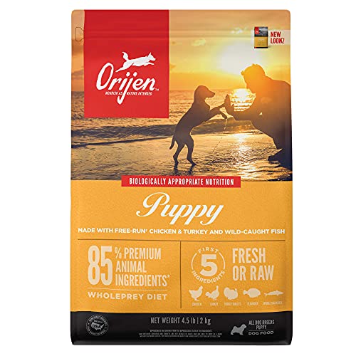ORIJEN Dog Puppy Recipe, 4.5lb, High-Protein Grain-Free Dry Puppy Food, Packaging May Vary, Chicken