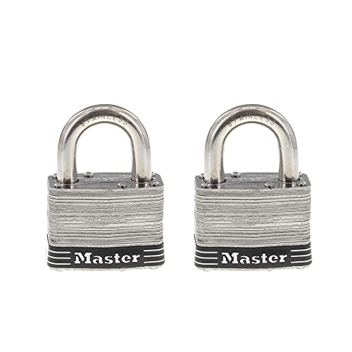 Master Lock 5SST Stainless Steel Outdoor Padlock with Key, 2 Pack Keyed-Alike