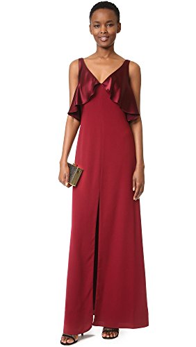 Jill Jill Stuart Women’s Deep-V Satin Back Crepe Gown, Oxblood, 10 | The Storepaperoomates Retail Market - Fast Affordable Shopping