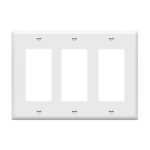 ENERLITES Decorator Light Switch or Receptacle Outlet Wall Plate, Gloss Finish, Size 3-Gang 4.50″ x 6.38″, Polycarbonate Thermoplastic, 8833-W, White
