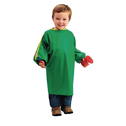 Colorations Best Value Kids Paint Smock with Sleeves – Lightweight Smock for Painting and Crafting, Latex-Free and Easy to Clean – Long Sleeve Smock for Kids Measures 20” x 15 ½” with Elastic Cuffs