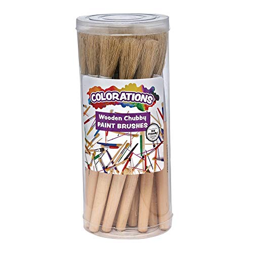 Colorations® Classic Wooden Chubby Paint Brushes for Children, All-Purpose Paint Brushues, Use for Arts & Crafts Projects and All Types of Paint Mediums, Set of 24 Brushes, Kids Paint Brushes