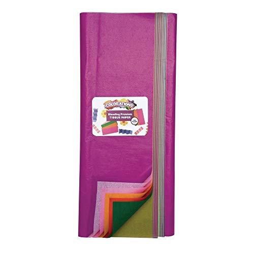 Colorations Bleeding Art Tissue, 100 Sheets, 20 inches x 30 inches, 20 Assorted Colors, Watercolor, Collage, Arts & Crafts, Mess-free Paint Alternative