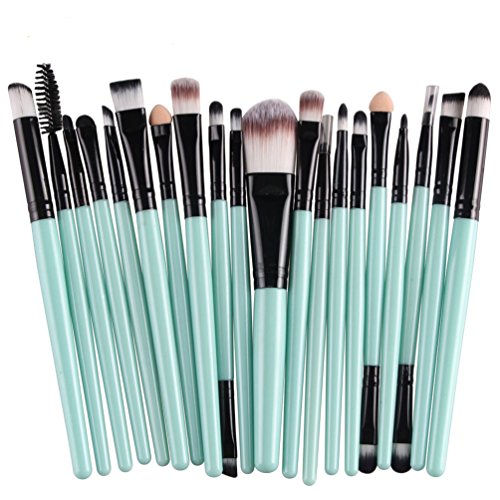 KOLIGHT® 20 Pcs Pro Makeup Set Powder Foundation Eyeshadow Eyeliner Lip Cosmetic Brushes (Black+Green)