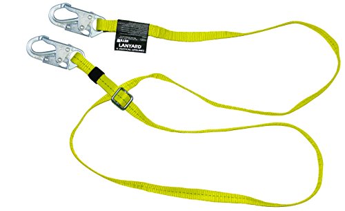 Miller by Honeywell 210WLS-Z7/10FTYL Polyester webbing Lanyard Lanyard 10′ length, 2 locking snap hooks, Yellow