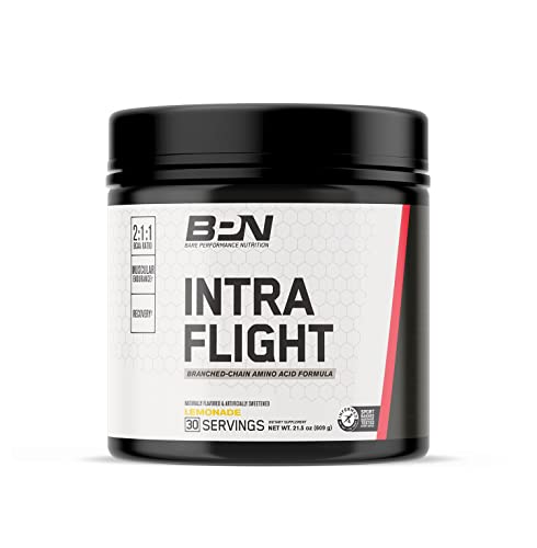 Bare Performance Nutrition Intra-Flight, Branch Chain Amino Acids, Ultimate Endurance Supplement, Increase Endurance and Stamina, 2:1:1 BCAA + Recovery (30 Servings, Lemonade)