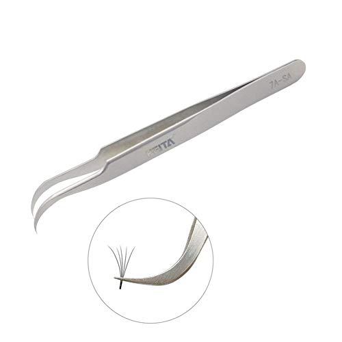 Individual Eyelash Tweezers – FEITA Professional Stainless Steel Curved Tweezer Precision for 3D Volume Eyelash Extension (1 Pc)