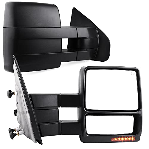 YITAMOTOR Towing Mirrors Compatible with Ford F150 Power Heated with LED Signal and Puddle Light Tow Mirrors (Pair set), Replacement for 2007-2014 Ford F150 Series Pickup