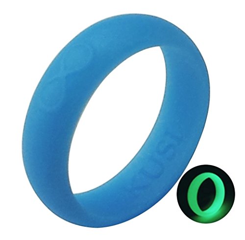 KUSI Infinity Women’s Silicone Wedding Ring – Blue Glow in the Dark Size 7