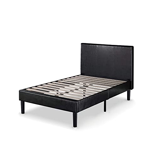 Zinus Gerard Faux Leather Upholstered Platform Bed Frame / Mattress Foundation / Wood Slat Support / No Box Spring Needed / Easy Assembly, Twin