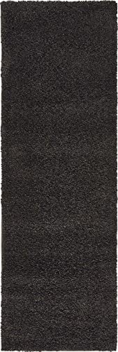 Unique Loom Solo Collection Area Rug – Calabasas (2′ 2″ x 6′ 7″ Runner, Charcoal/ Black) | The Storepaperoomates Retail Market - Fast Affordable Shopping