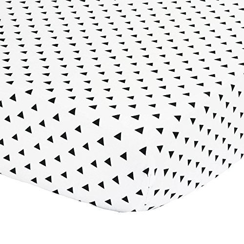 Black Triangle Print Fitted Crib Sheet – 100% Cotton Baby Boy and Girl Geometric Patterns Nursery and Toddler Bedding