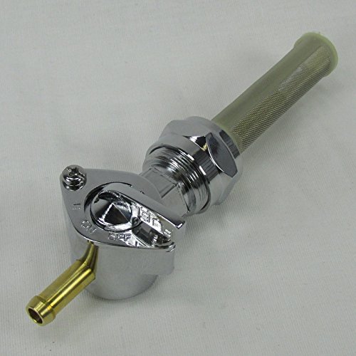 1975-2006 Harley Davidson 22mm Filtered Petcock STRAIGHT OUTLET Fuel Shut Off Valve – For Use with 1/4″ ID Fuel Hose – Replaces HD Part # 62168-81 – Chrome Plated – Motorcycle Chopper Bobber (22STRT)