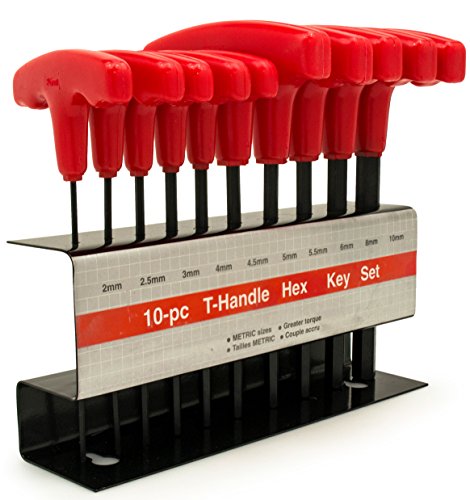 Bastex 10pc Metric T-Handle Hex Key Allen Wrench Tool Set