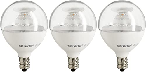 Sunlite 40297 LED G16.5 Globe Light Bulb, 7 Watts (60W Equivalent), 500 Lumens, Dimmable, Candelabra E12 Base, Short Bulbs, Vanity Bulbs, Energy Star Listed, Clear, 3 Count