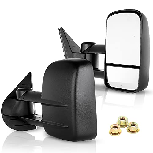 ECCPP Towing Mirrors Replacement fit 2007-2014 for Chevy Silverado | Side View Tow Mirrors Manual Non-Heated Black Pair 2008 2009 2010 2011 2012 2013
