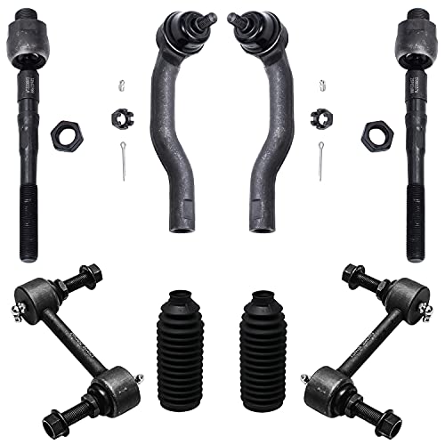 Detroit Axle – Front Sway Bars + Inner and Outer Tie Rod Ends w/Boots Replacement for Ford Edge Lincoln MKX – 8pc Set
