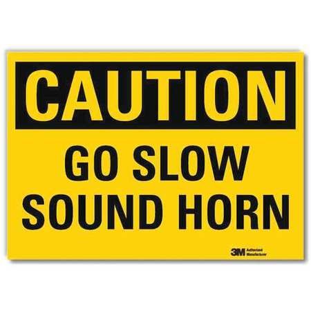 Smartsign U4-1341-RD_14X10 “CAUTION GO SLOW SOUND HORN” Reflective Self-Adhesive Decal, 14″ x 10″