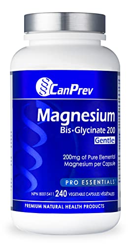 CanPrev – Magnesium Bis-Glycinate 200 mg 240 Veggie Capsules – Muscle Health, Bone Health and Cramp – Magnesium Biglycinate 200mg – 3rd Party Tested – Formulated & Made in Canada