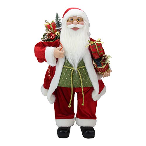 Northlight 24″ Red and White Santa Claus with Presents and Drum Christmas Figure
