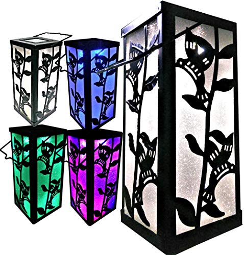 BRILLIANT AND MO Solar Hanging Lantern for Outdoors Garden Decoration Hummingbird Reflection Color Changing Light for Home Patio Deck Lawn Yard Decor