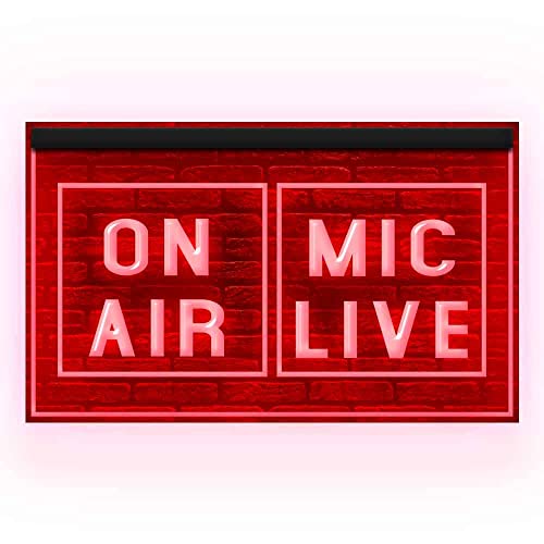 140131 On Air Mic Live Studio Media Audio Room Decor Display LED Light Neon Sign (12″ X 8″, Red)