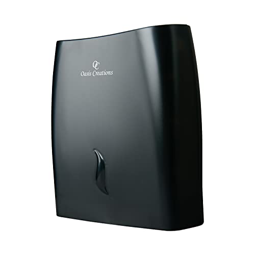 Touchless Paper Towel Dispenser by Oasis Creations – Wall Mount – Hold 500 Multifold Paper Towels – Black Smoke
