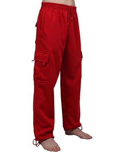 NE PEOPLE Men’s Cargo Pants – Lightweight Comfy Jogger Sweatpants Fleece Elastic Waistband Workout Casual Active Sports NEMP17 Red 4XL