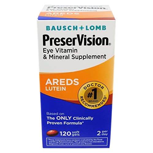 Bausch & Lomb PreserVision Eye Vitamin and Mineral Supplement, Lutein, 120 Soft Gel Formula (Pack of 1)
