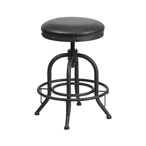 Flash Furniture 24” Counter Height Stool with Swivel Lift Black LeatherSoft Seat