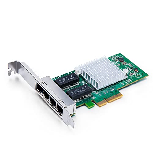 1000Mbps Gigabit Ethernet Converged Network Adapter (NIC) | with Intel 350 Chip | Ethernet PCI Express NIC Network Card | Quad Copper RJ45 Ports | PCI Express 2.1 X4 | Compare to Intel I350-T4