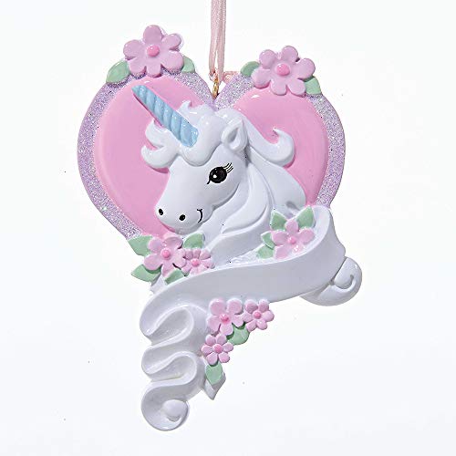 Kurt S. Adler White Unicorn Horse with Pink Heart Christmas Ornament Holiday Decoration W8285, Resin