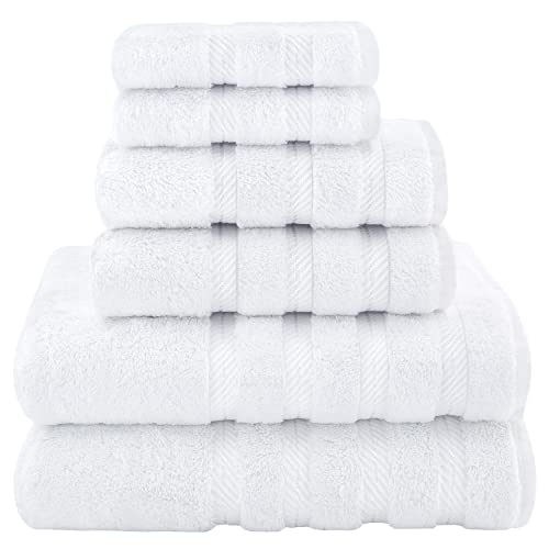 American Soft Linen Luxury 6 Piece Towel Set, 2 Bath Towels 2 Hand Towels 2 Washcloths, 100% Turkish Cotton Towels for Bathroom, White Towel Sets | The Storepaperoomates Retail Market - Fast Affordable Shopping