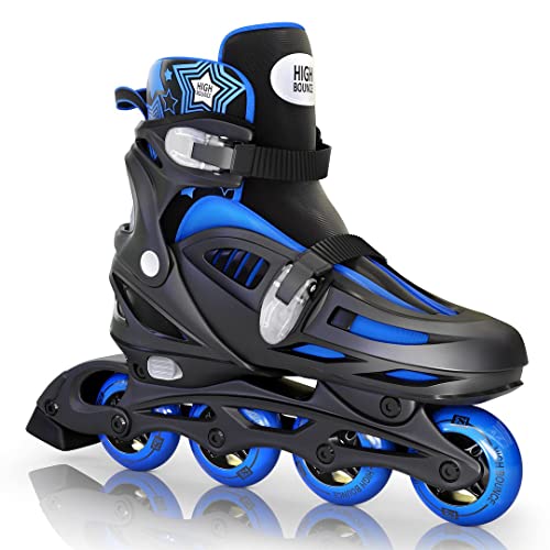 Inline Skates for Girls and Boys, Roller Blades with Gel Wheels Adjustable Sizing for Adults and Kids, Roller Blades for Men, Women, Girls, Boys, Lightweight Roller Blade Skates, High Bounce, Blue