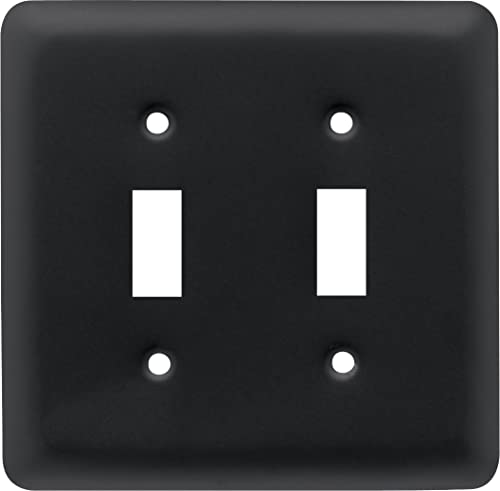 Franklin Brass W10246-FB-C Stamped Round Double Toggle Switch Wall Plate/Switch Plate/Cover, Flat Black