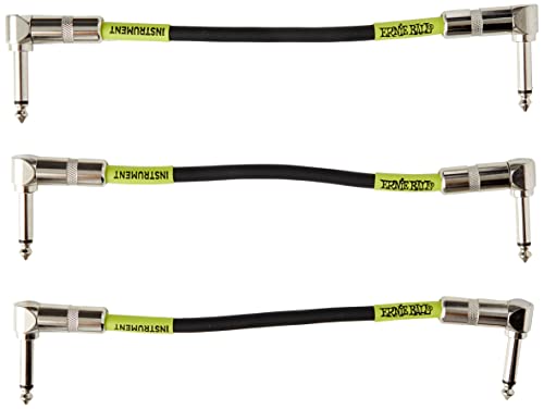Ernie Ball Patch Cable 3-Pack, Angle/Angle, 6in, Black (P06050)