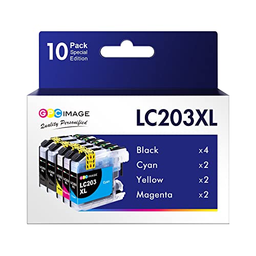 GPC Image LC203 XL High-Yield Ink Cartridge Replacement for Brother LC203 LC 203XL LC201 to use with MFC-J480DW MFC-J880DW MFC-J4420DW MFC-J680DW Printer Tray (10 Pack)