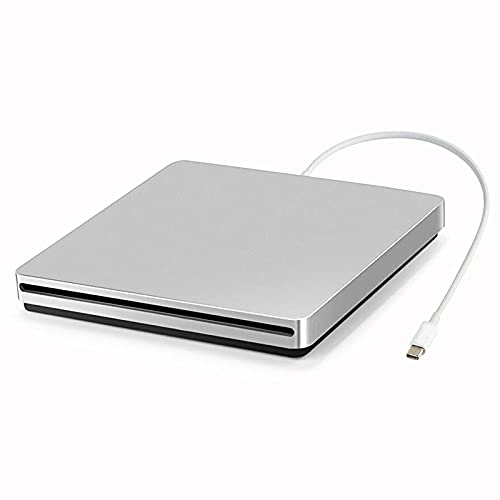 Ploveyy USB C Superdrive External DVD CD Drive DVD/CD +/-RW ROM Player Burner Writer Drive,Compatible with Windows 10 8 7 XP Vista Mac OS System for Mac Book Pro Air/Laptop/Desktop (Silver)