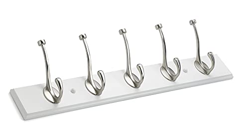 Richelieu Hardware T030210195 Transitional Hook Rack 25-5/8 in (650 mm), White and Brushed Nickel