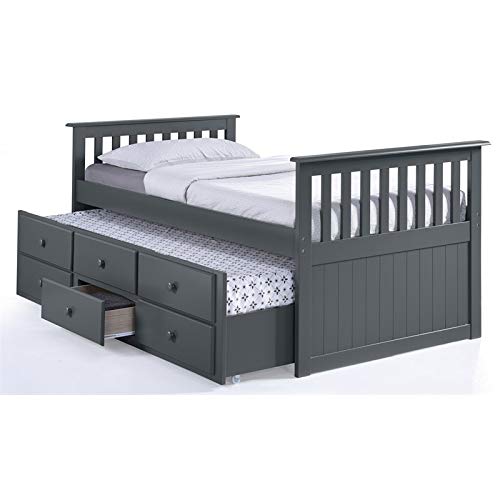 StorkCraft Marco Island Captain’s Bed with Trundle and Drawers – Twin (Gray)