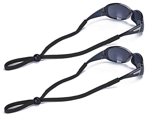 SHINKODA Adjustable Sports Glasses Straps, Sunglass Retainer Cords, Eyeglass Holder Strap Sunglasses Lanyard for Men Women and Kids – Pack of 2, Black