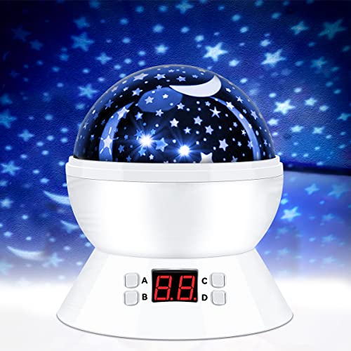 SCOPOW Star Projector Night Light for Kids Rotating Night Light on Ceiling Glow in The Dark for Bedroom Decor Starry Sky LED Lamp with Timer Birthday Gifts Toys for Baby Toddler Girls Boys-White