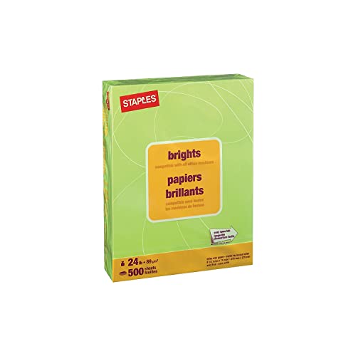 Staples 733093 Brights 24 Lb. Colored Paper Green 500/Ream