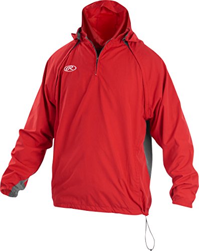 Rawlings Sporting Goods Mens Adult Jacket W Removable Sleeves & Hood, Scarlet, Small