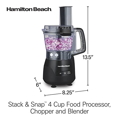 Hamilton Beach Stack & Snap 4-Cup Mini Food Processor & Vegetable Chopper, 250 Watts, for Slicing, Shredding, and Puree, Black (70510) | The Storepaperoomates Retail Market - Fast Affordable Shopping