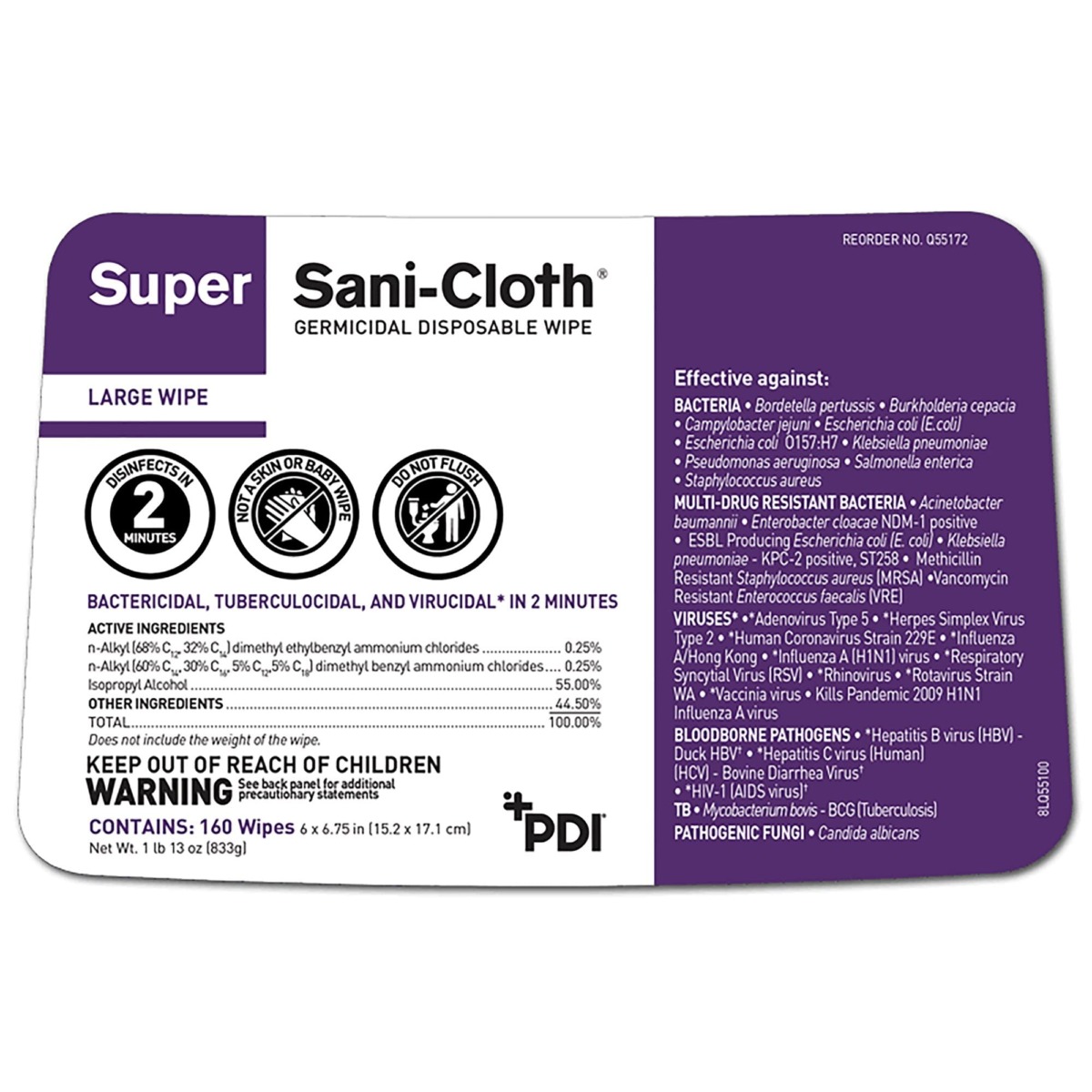PDI Q55172 Super Sani Cloth Germicidal Disinfecting Wipes, Large 6″ x 6-3/4″, 160 Wipes (Case of 12 Canisters) | The Storepaperoomates Retail Market - Fast Affordable Shopping